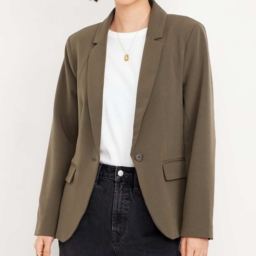NEW Taylor Fitted Suit Blazer Olive Women's, Reishi OLD NAVY